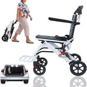 Large size Lightweight Portable Folding Transport Wheelchair