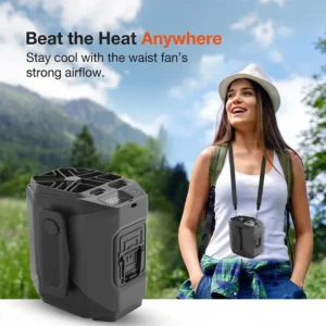 Portable Waist Rechargeable Cooling Fan with Flashlight