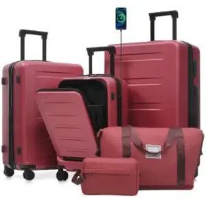 Luggage 5 Piece with Front Opening and Spinners