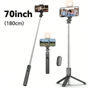 Selfie Stick Tripod With Wireless Remote & Light
