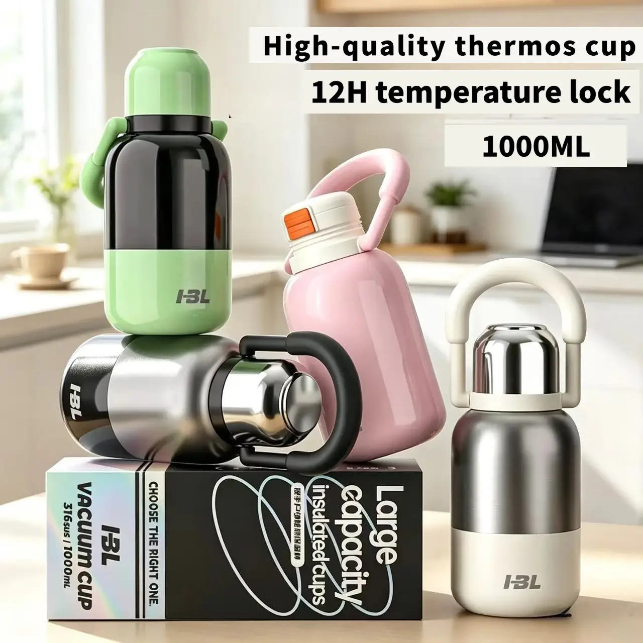 1000ml Large Capacity Stainless Steel Water Bottle - Image 1