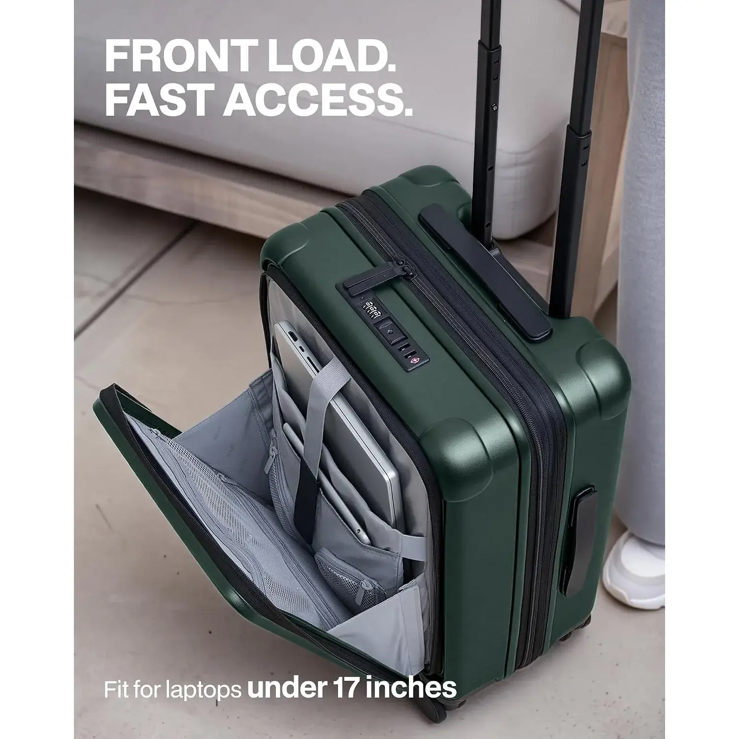 Expandable Luggage with TSA Lock 2 Piece Set Green - Image 2