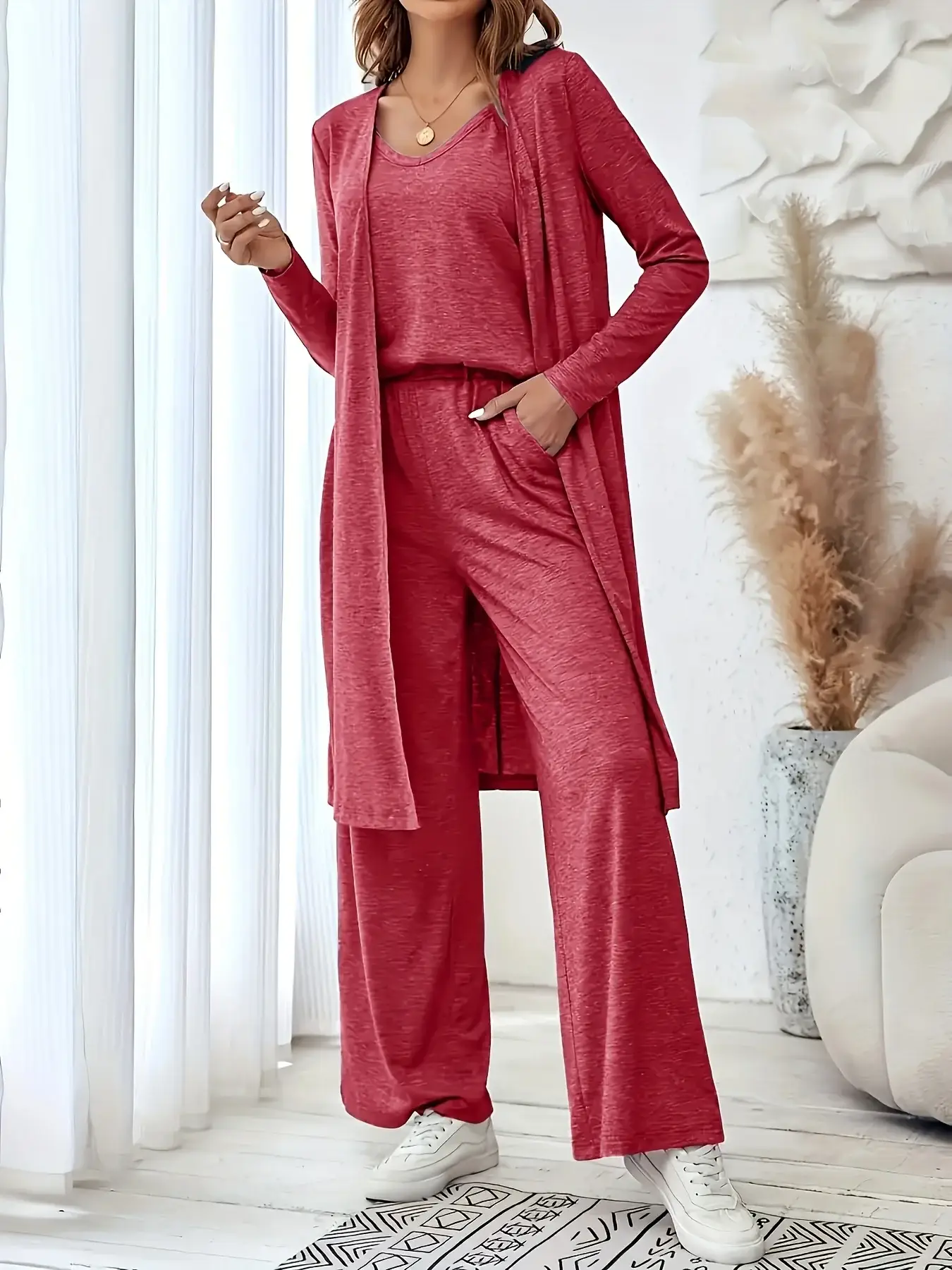 Plus size women's loungewear knit 3-piece set - Image 1