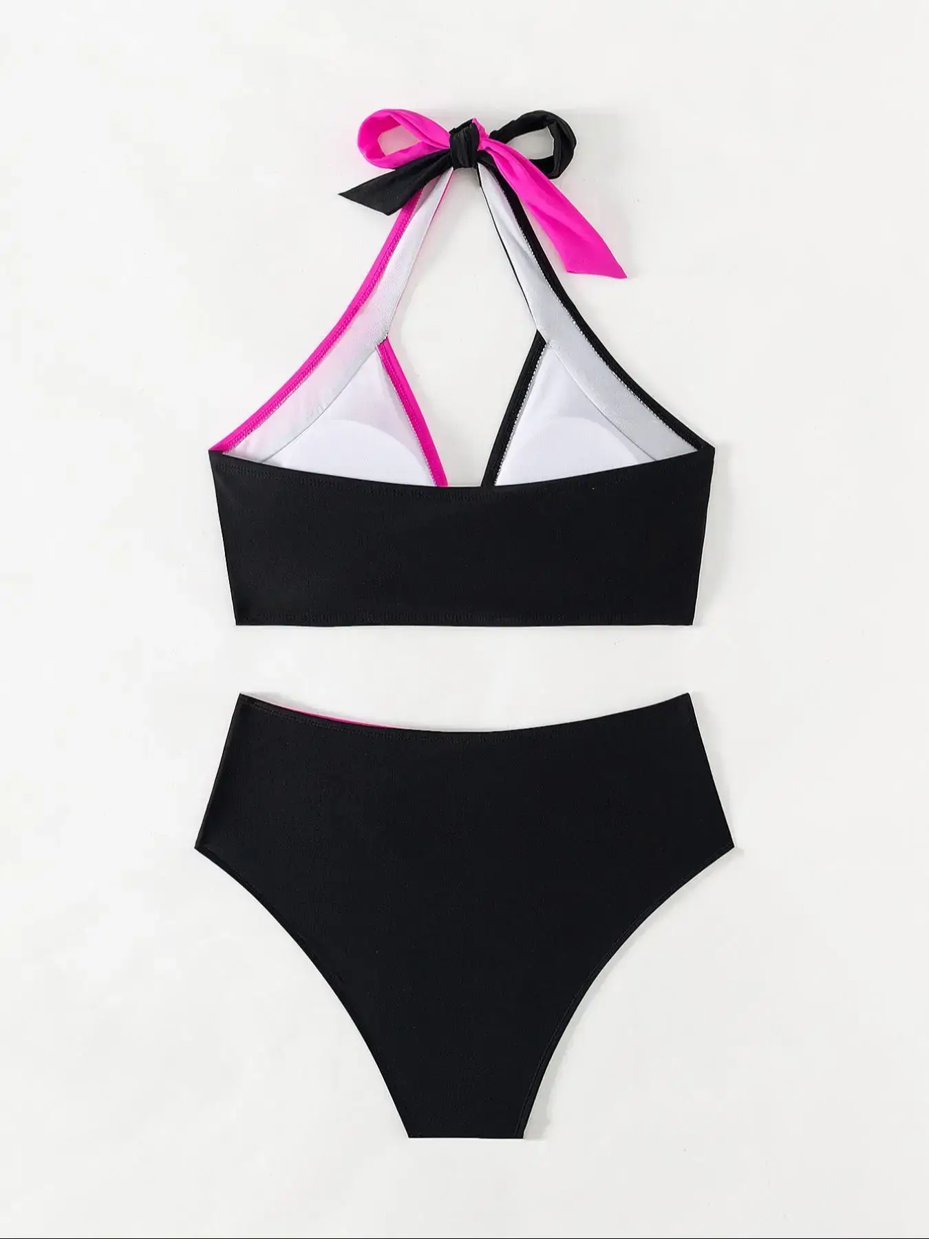 Women's Colorblock Criss Cross Halter Bikini Set - Image 2