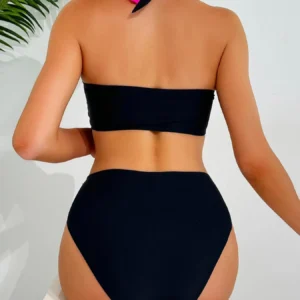 Women's Colorblock Criss Cross Halter Bikini Set - Thumbnail Image 7