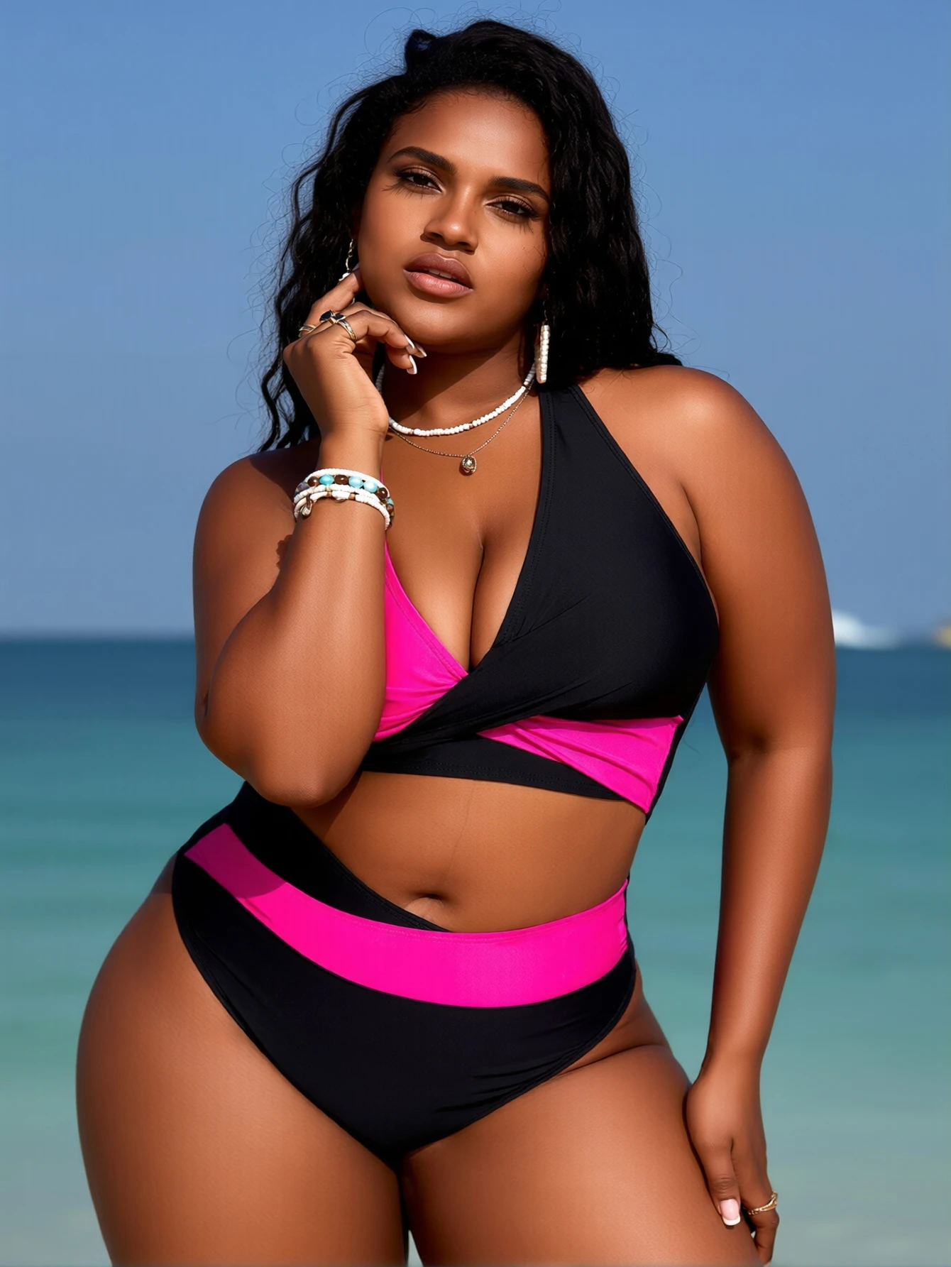 Women's Colorblock Criss Cross Halter Bikini Set - Image 6