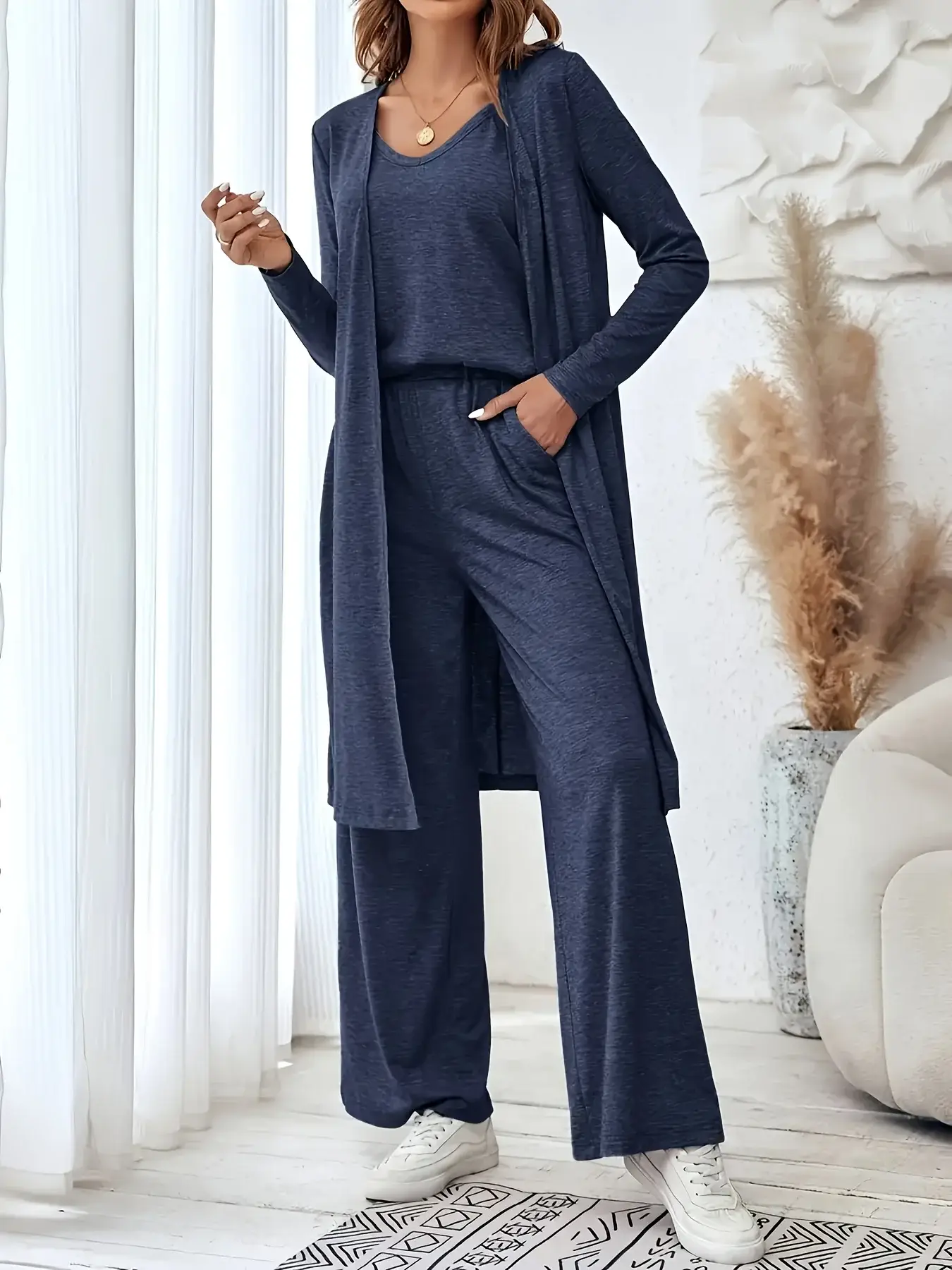 Plus size women's loungewear knit 3-piece set - Image 2