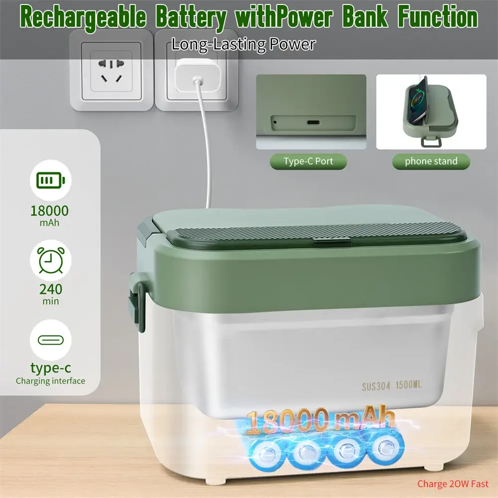 1.5L Cordless Electric Heated Lunch Box 18000mAh - Image 5