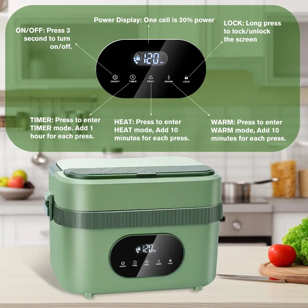 1.5L Cordless Electric Heated Lunch Box 18000mAh - Image 3