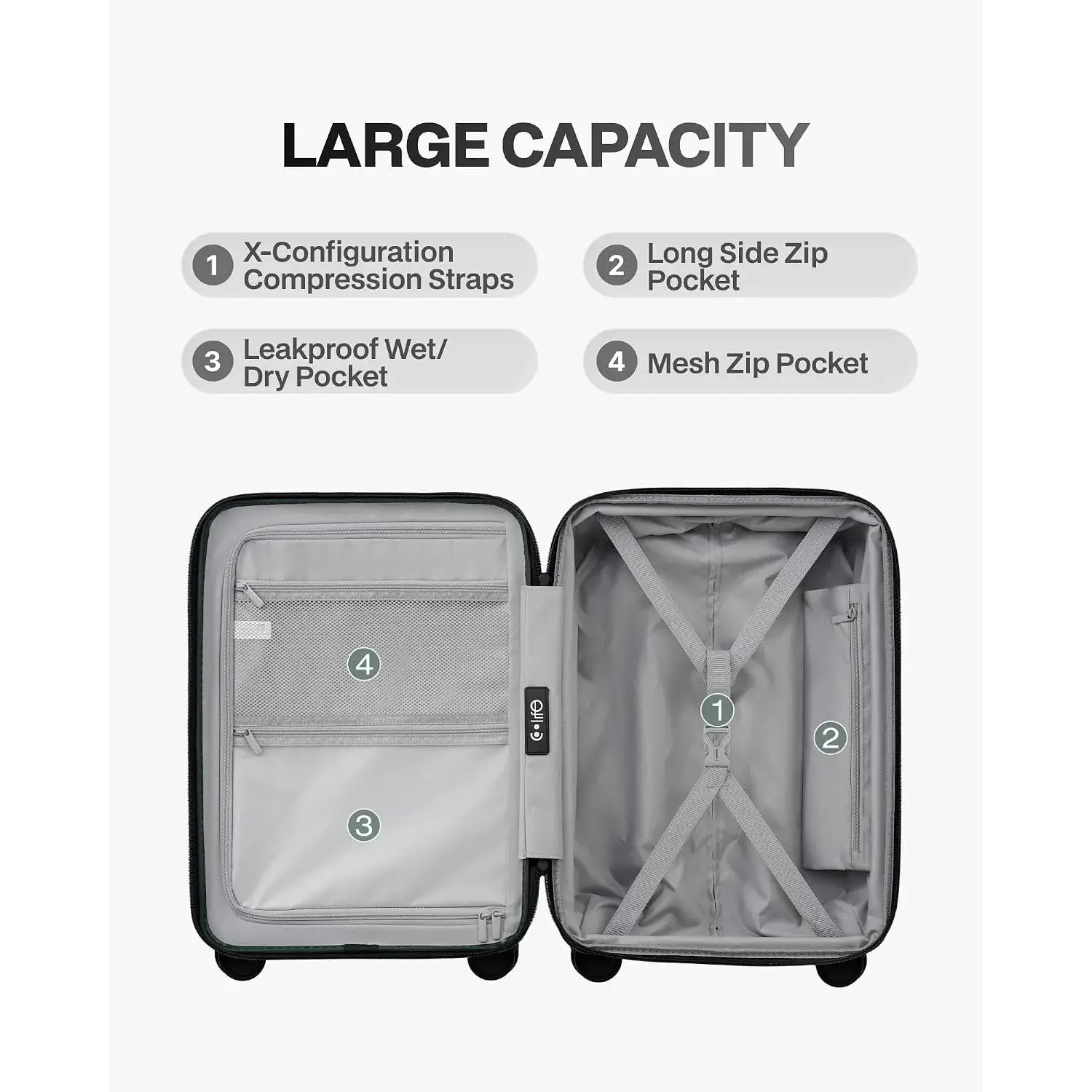 Expandable Luggage with TSA Lock 2 Piece Set Green - Image 6