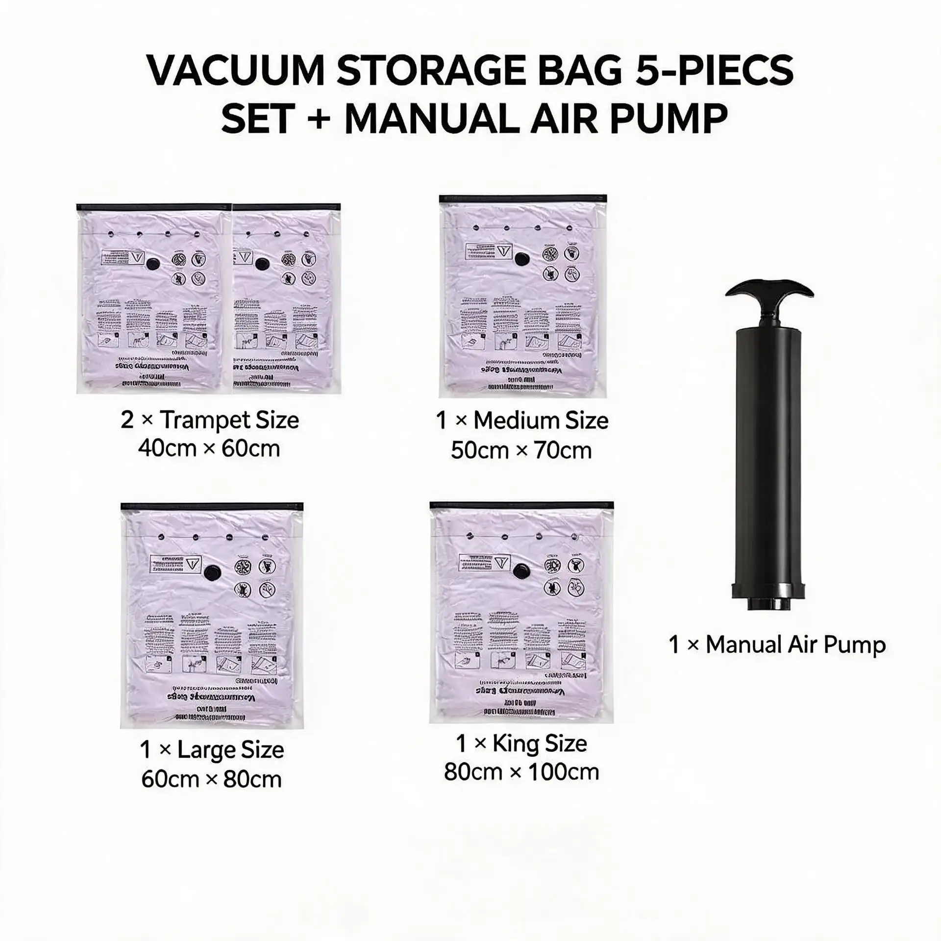 5PCS Vacuum Storage Bags, Space Saver Compression - Image 11