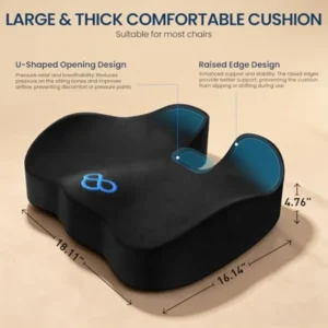 Seat Cushion with Velvet Cover, Thick Memory Foam - Thumbnail Image 3