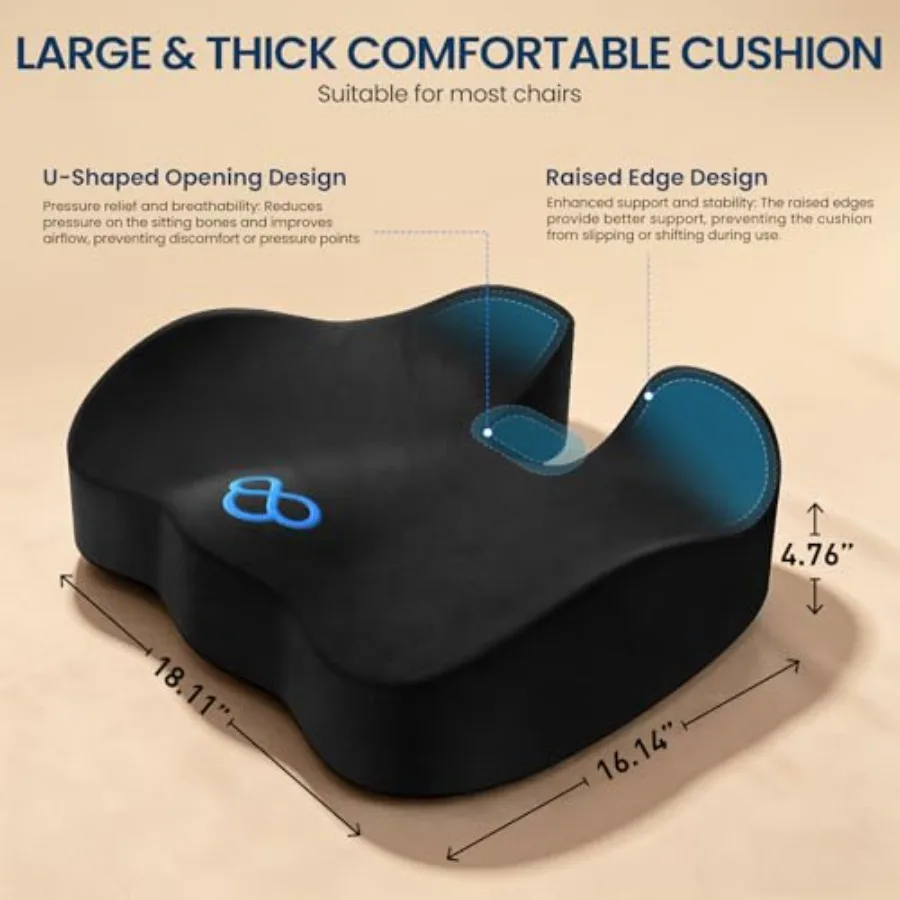 Seat Cushion with Velvet Cover, Thick Memory Foam - Image 3