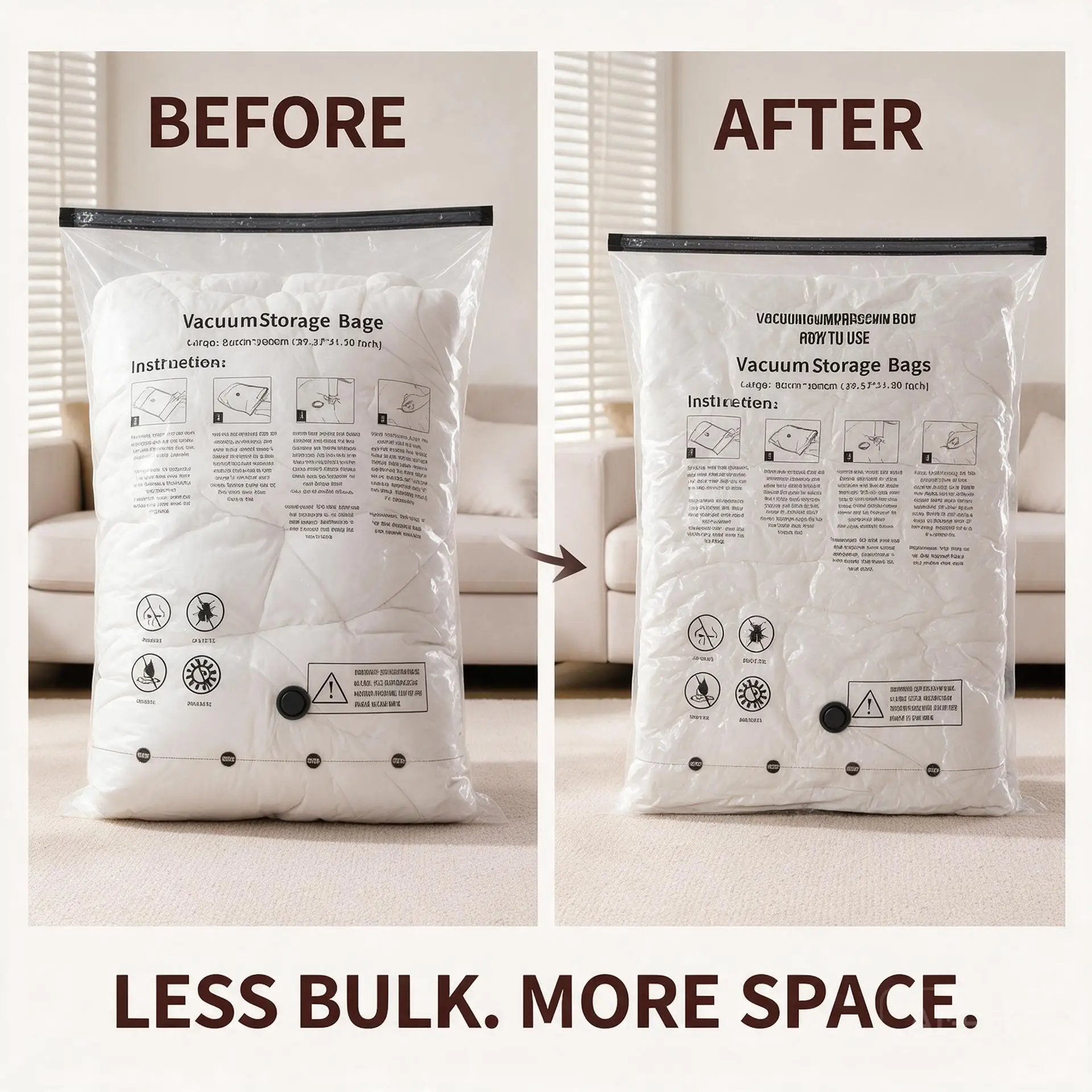 5PCS Vacuum Storage Bags, Space Saver Compression - Image 7