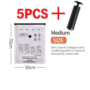 5PCS Vacuum Storage Bags, Space Saver Compression - Thumbnail Image 12