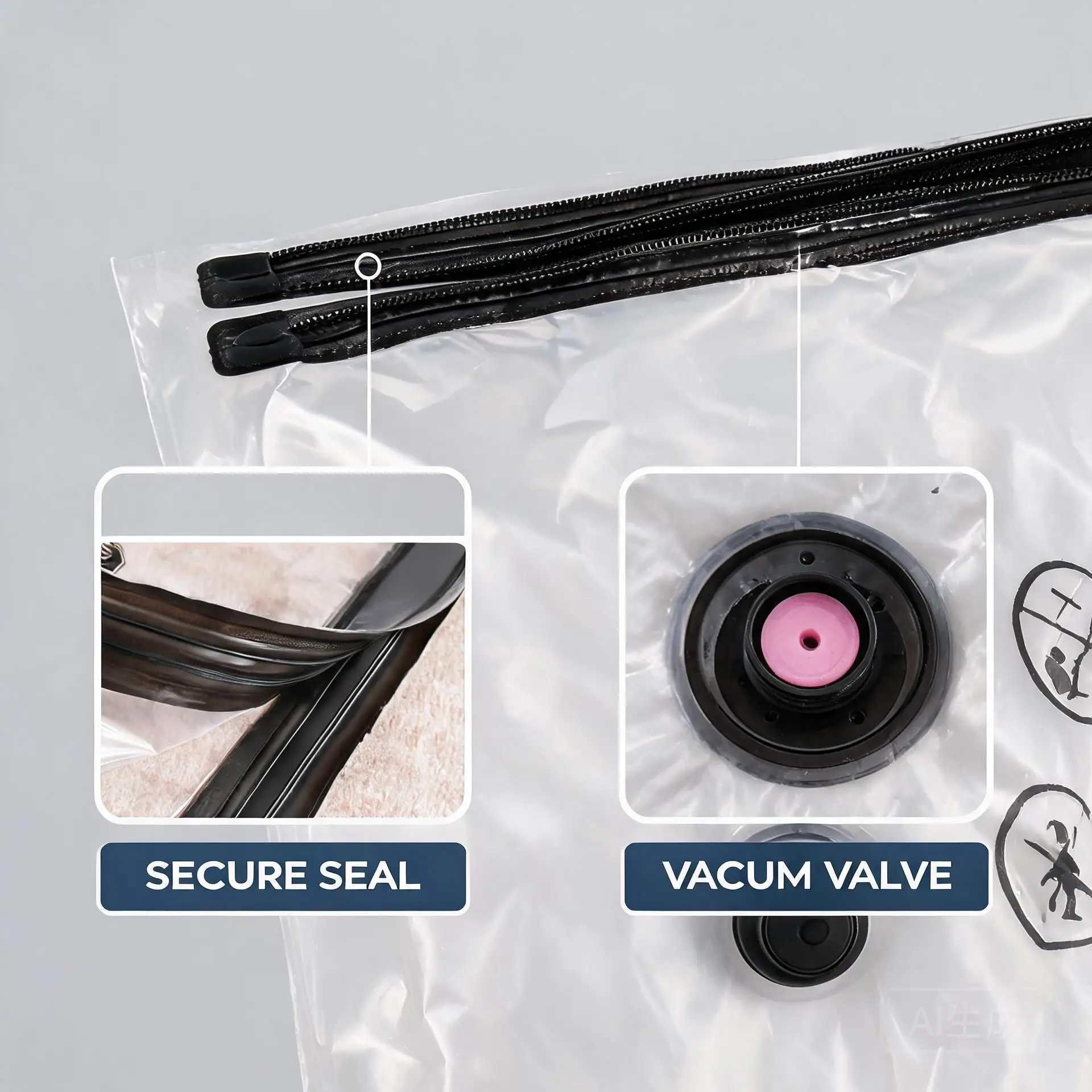 5PCS Vacuum Storage Bags, Space Saver Compression - Image 3