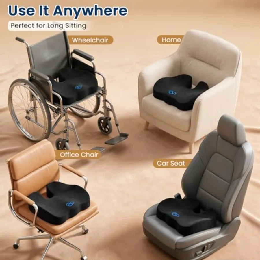 Seat Cushion with Velvet Cover, Thick Memory Foam - Image 4