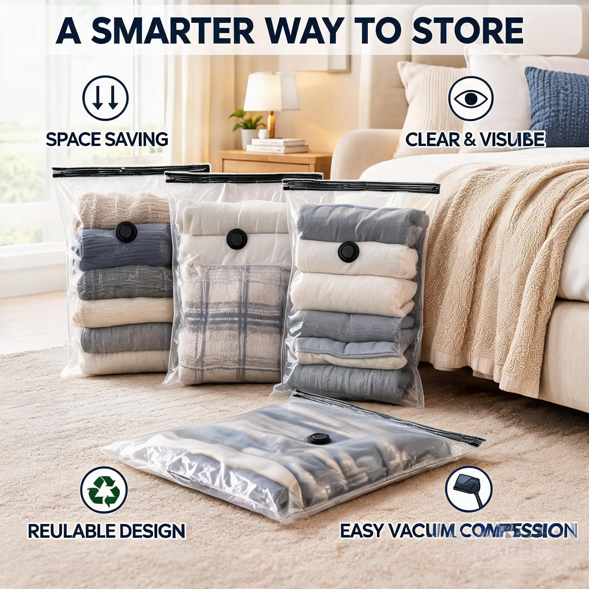 5PCS Vacuum Storage Bags, Space Saver Compression - Image 6