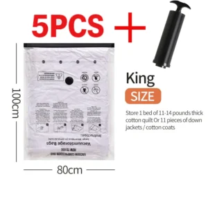 5PCS Vacuum Storage Bags, Space Saver Compression - Thumbnail Image 9