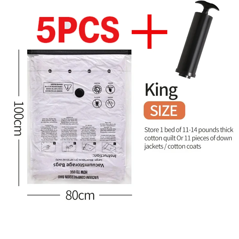 5PCS Vacuum Storage Bags, Space Saver Compression - Image 9